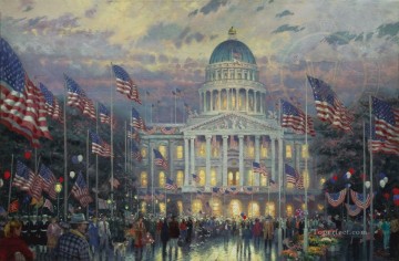 150の主題の芸術作品 Painting - 国会議事堂上の旗 TK 都市景観